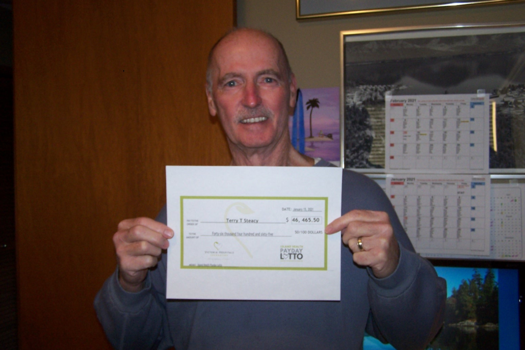 Terry with his pay day lotto winnings