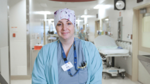Clinical Nurse Educator, Ang Hartsell, standing in Royal Jubilee Hospital