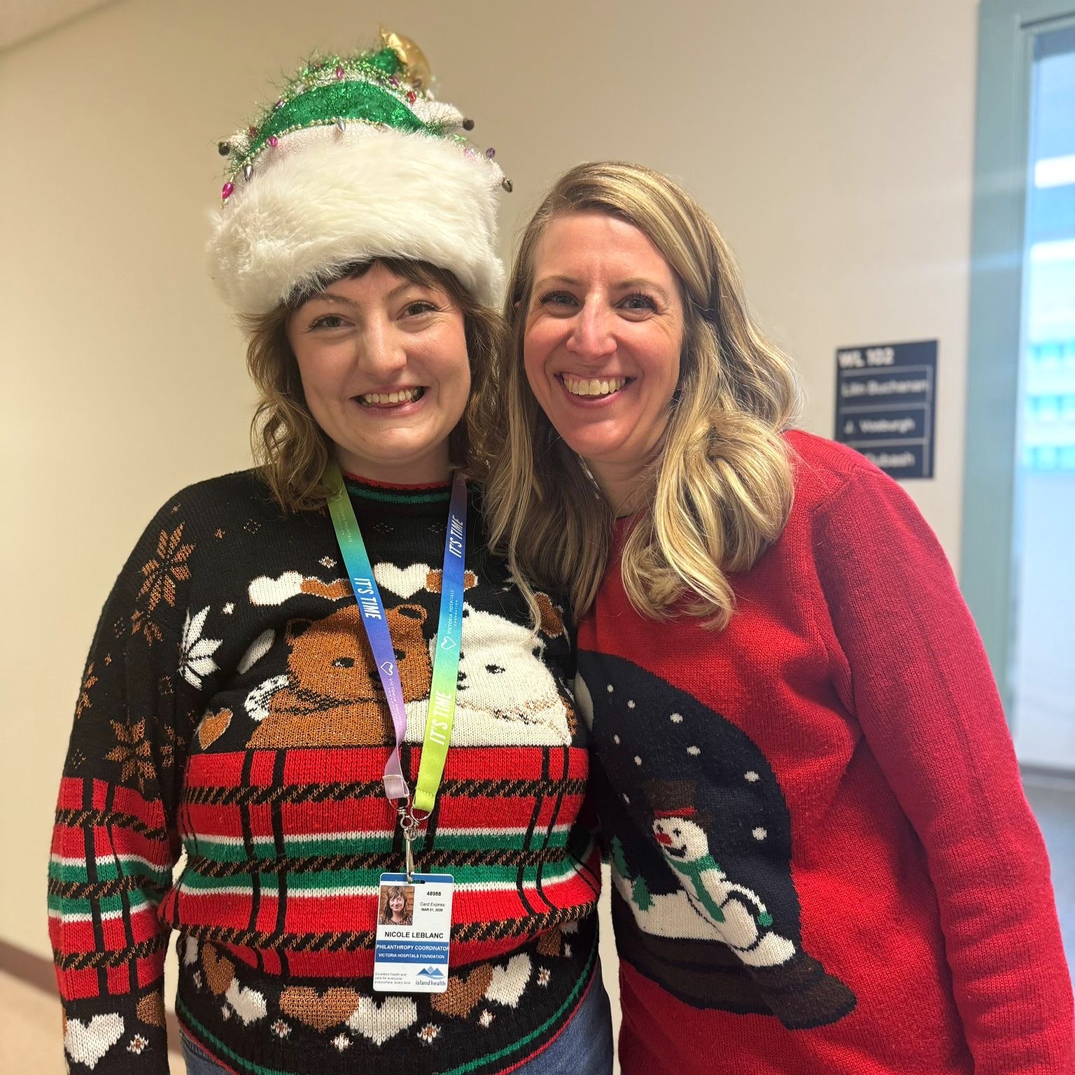VHF team members celebrating the holiday season with festive outfits