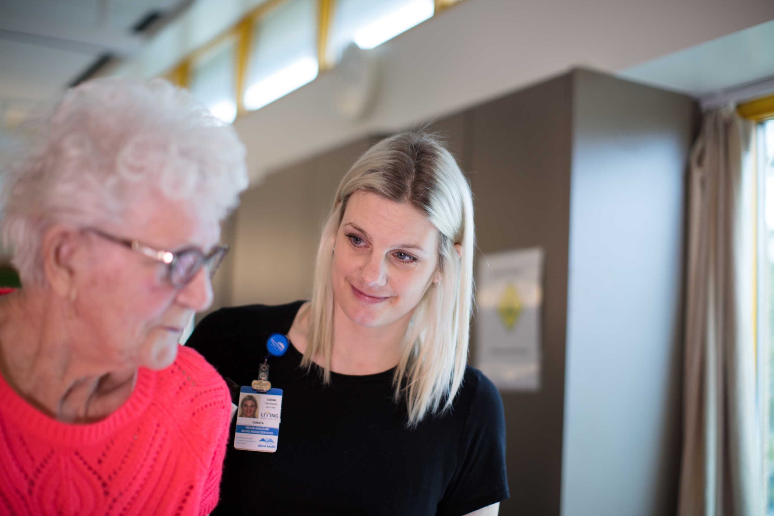 Physiotherapist with an elderly patient at Victoria General Hospital (VGH)