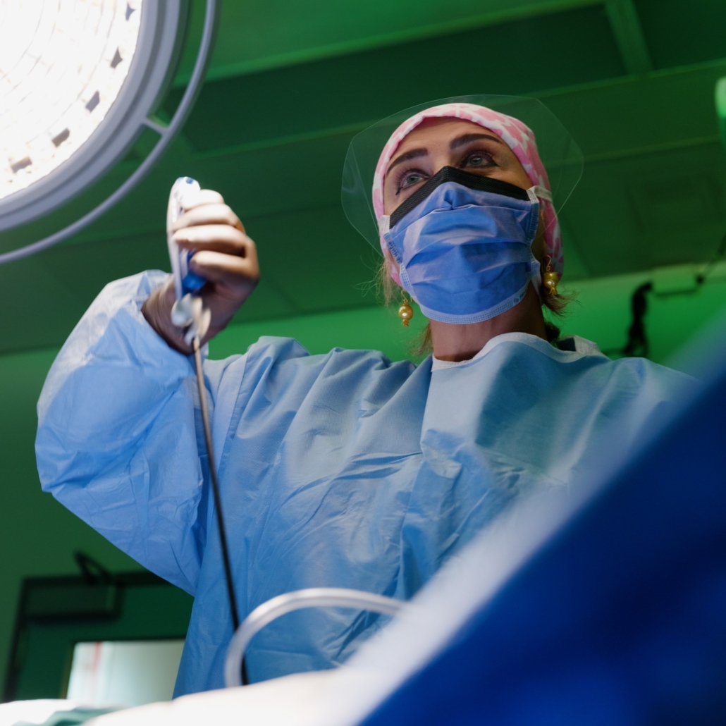 Dr. Mona Mazgani, performing gynecologic oncology surgery at Royal Jubilee Hospital