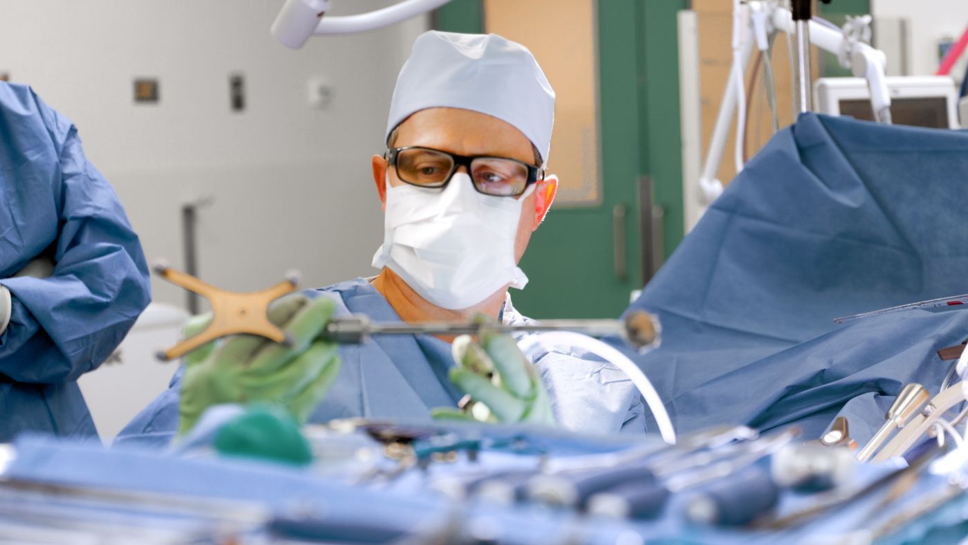 Dr. Dan Warren with Neurosurgery Equipment at Victoria General Hospital (VGH)
