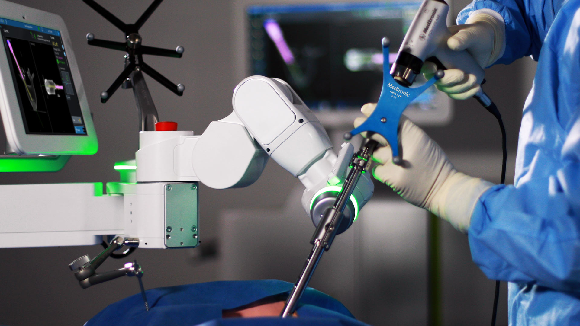 Surgeon using the Mazor X Stealth Neurosurgery Robot, the model which was recently delivered to Victoria General Hospital (VGH)