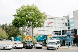 Victoria General Hospital, now with a mural by WSANEC artist Sarah Jim