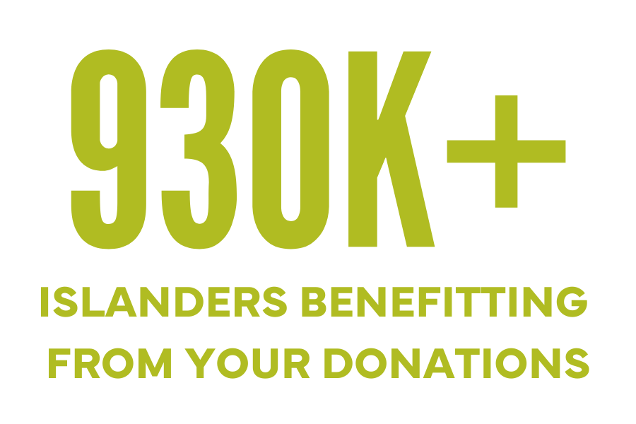 "930k+ Islanders benefitting from your donations"