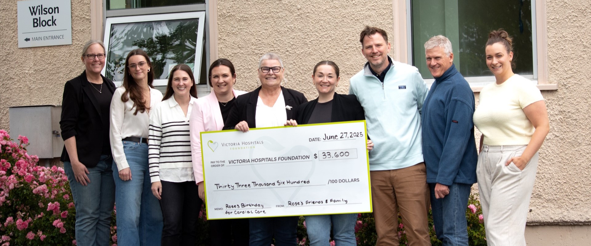 IMG_1307web Rose Arsenault, VHF Donor, and VHF Staff presenting a cheque from Rose's birthday fundraiser
