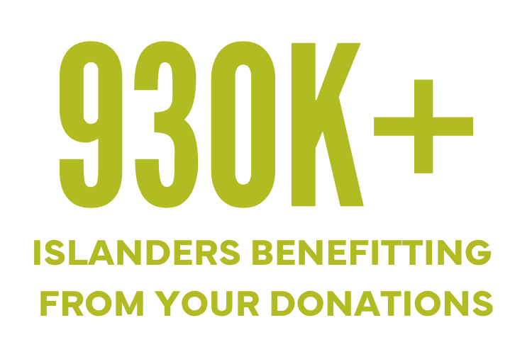 "930,000 plus Islanders benefitting from your donations."