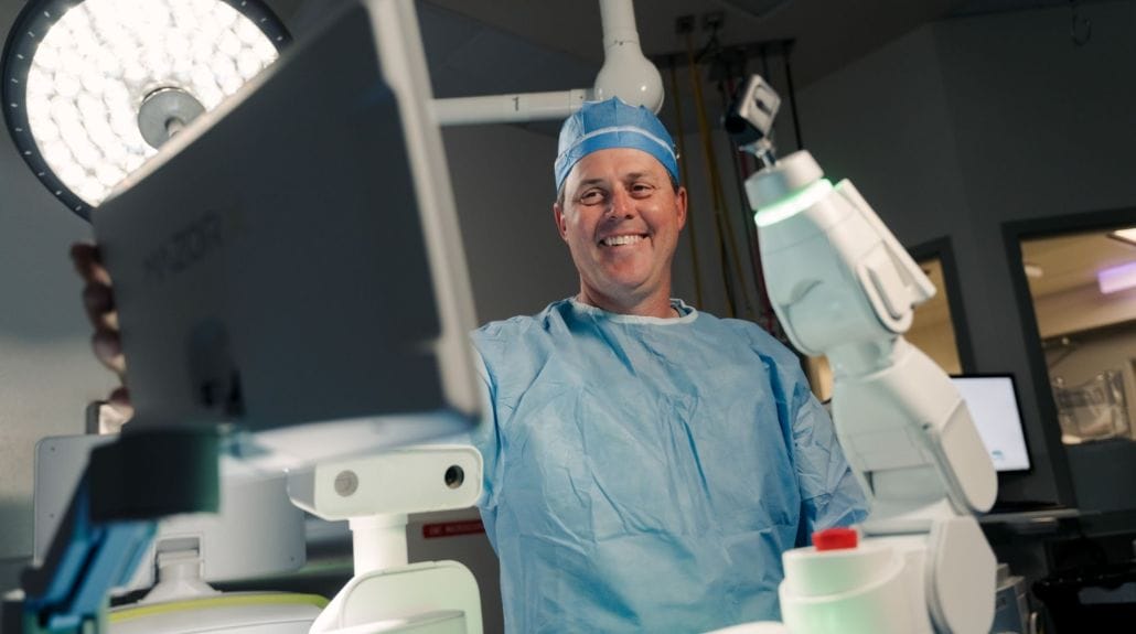 Dr. Daniel Warren, Victoria BC neurosurgeon with the Mazor X neurosurgery robot
