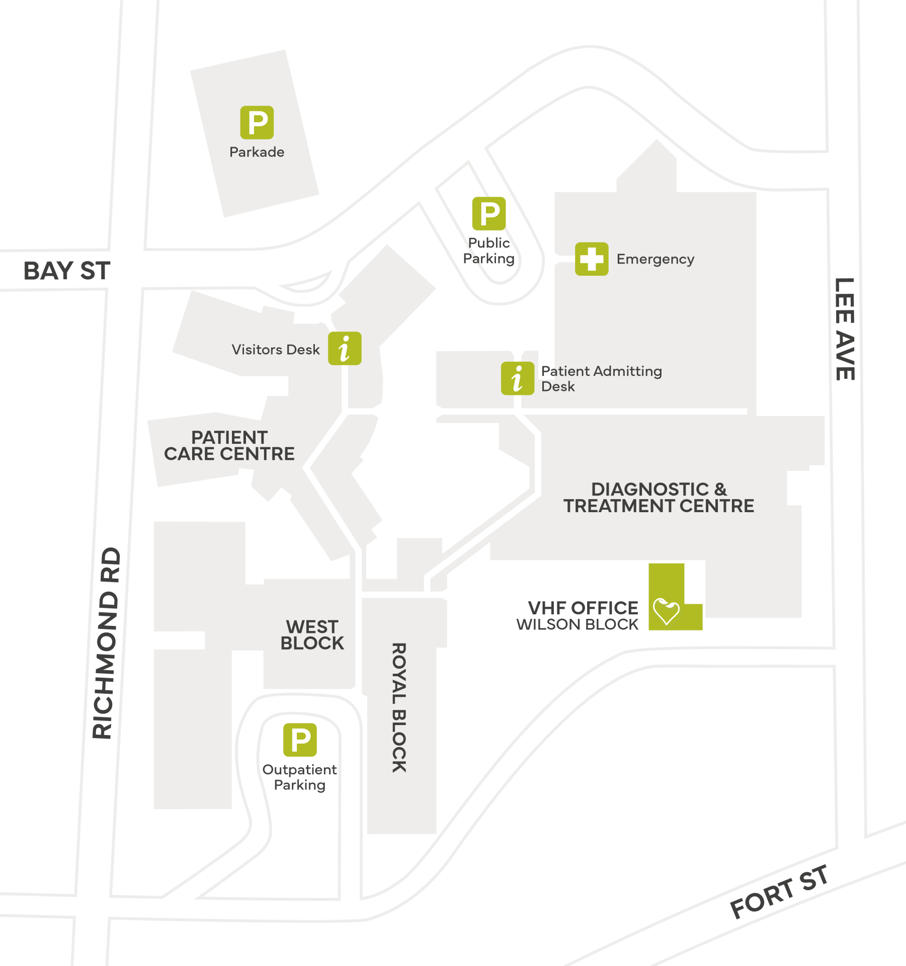 RJH Map General A map of the Royal Jubilee Hospital campus in Victoria British Columbia
